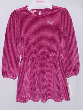 NWT Juicy Couture Hot Pink Ribbed Dress with Metallic Thread Size 6